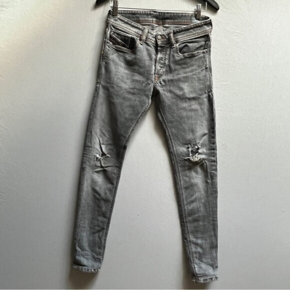 Diesel sleenker low rise button fly skinny distressed jeans Sz 26 - Picture 1 of 13